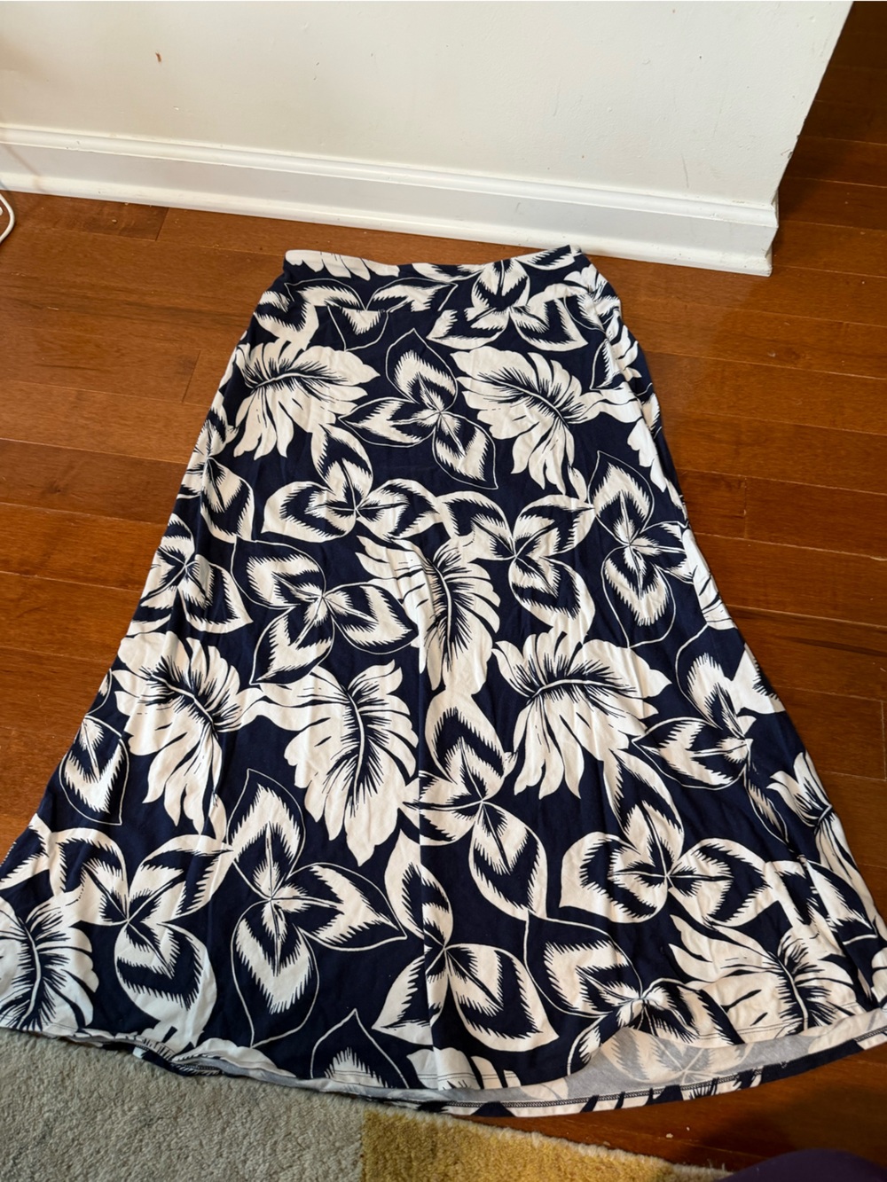 Talbots Navy and White Floral Maxi Skirt